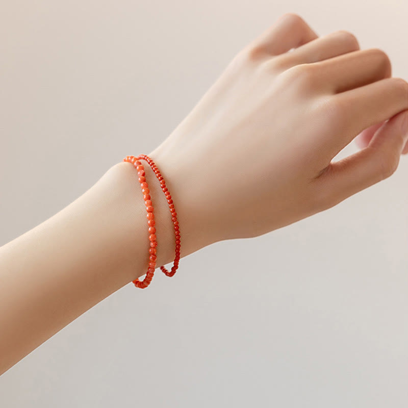 Bracciale Buddha Stones Natural Cherry Persimmon Red Agate Ultra-sottili Perline Confidence