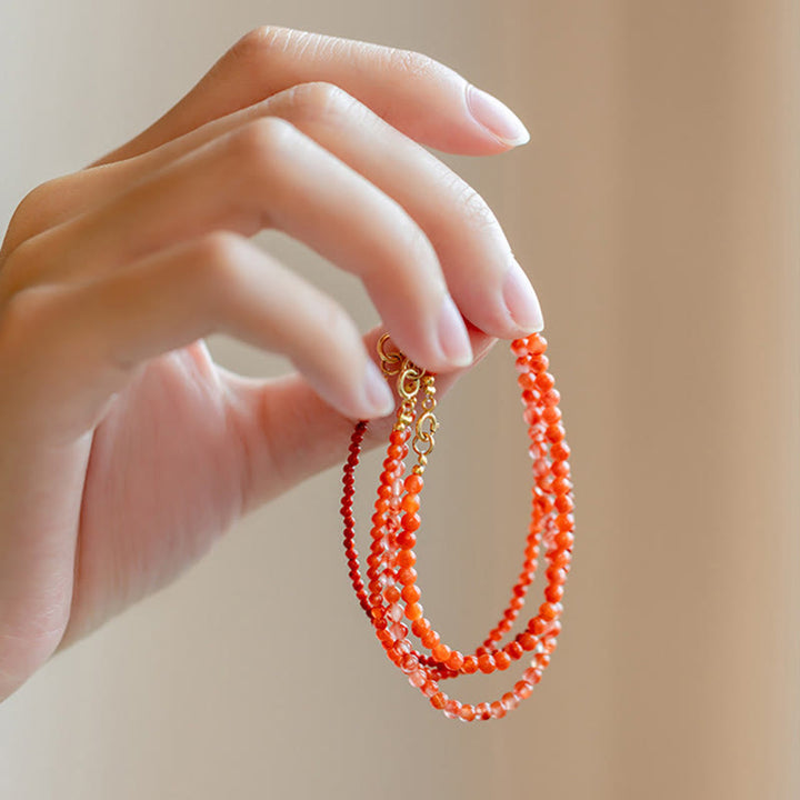 Bracciale Buddha Stones Natural Cherry Persimmon Red Agate Ultra-sottili Perline Confidence