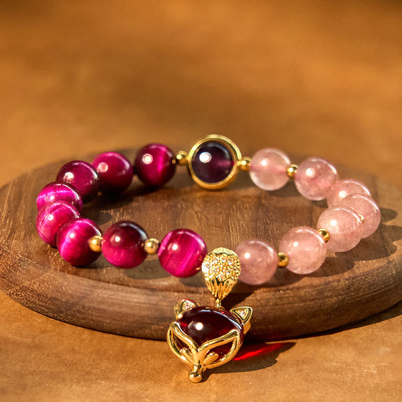 Braccialetto Buddha Stones Natural Strawberry Quartz Pixiu Love