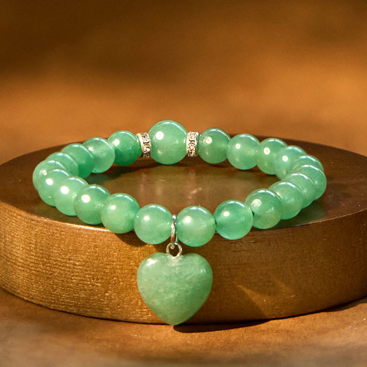 Braccialetto di equilibrio con cuore di amore in avventurina verde cristallo vario Buddha Stones
