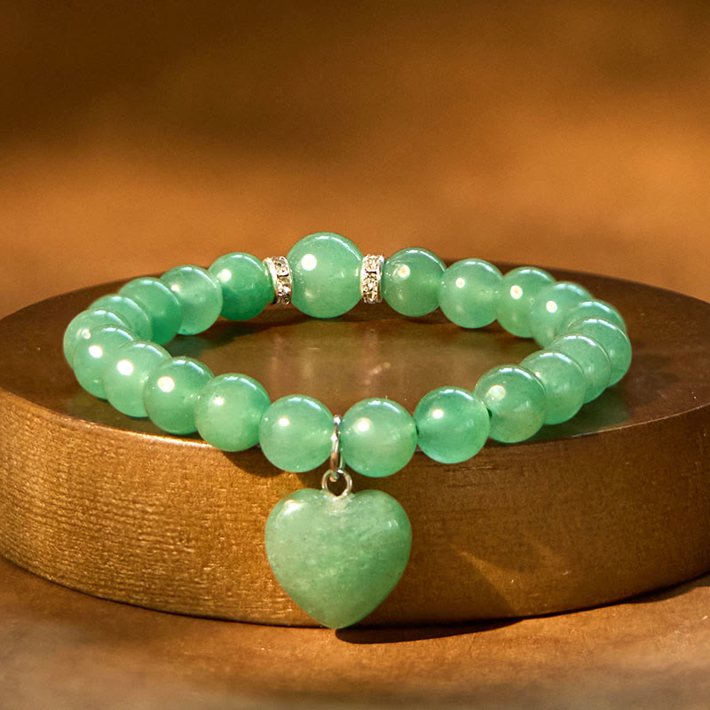Bracciale con cuore Buddha Stones, vari cristalli, avventurina verde e simbolo di equilibrio - image 2