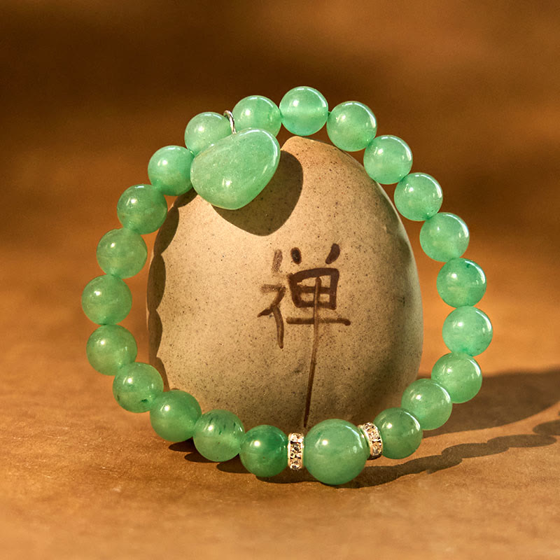 Braccialetto di equilibrio con cuore di amore in avventurina verde cristallo vario Buddha Stones