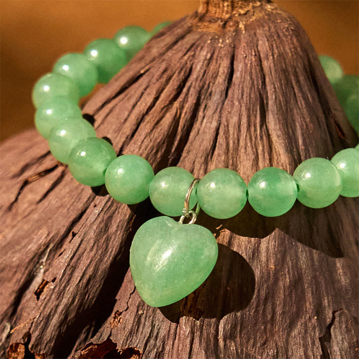 Braccialetto di equilibrio con cuore di amore in avventurina verde cristallo vario Buddha Stones