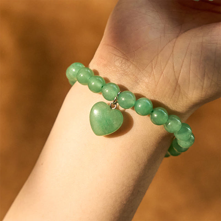 Braccialetto di equilibrio con cuore di amore in avventurina verde cristallo vario Buddha Stones