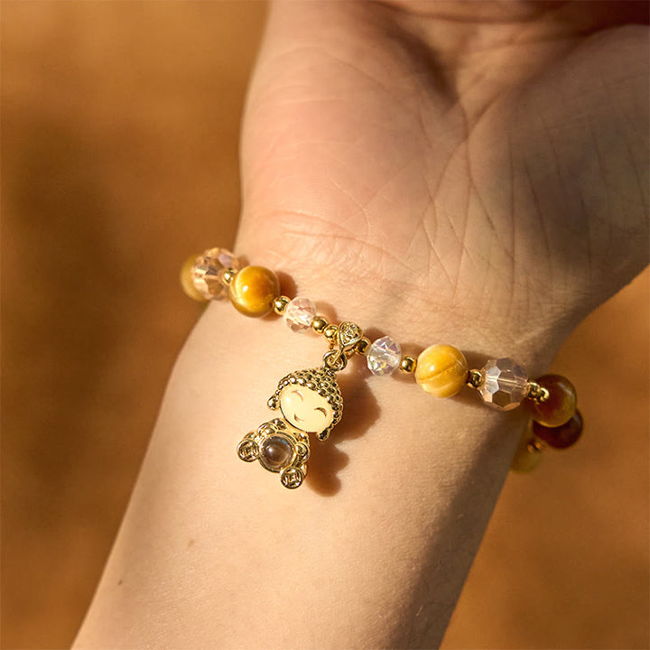 Braccialetto di protezione Buddha con occhio di tigre giallo e Buddha Stones