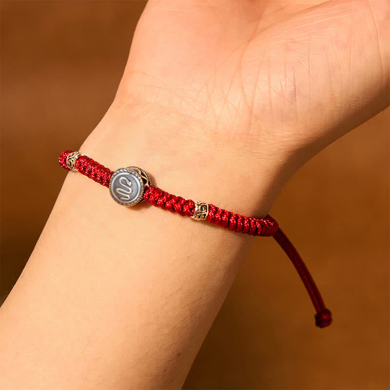 Braccialetto rosso portafortuna Buddha Stones 12 segni zodiacali cinesi