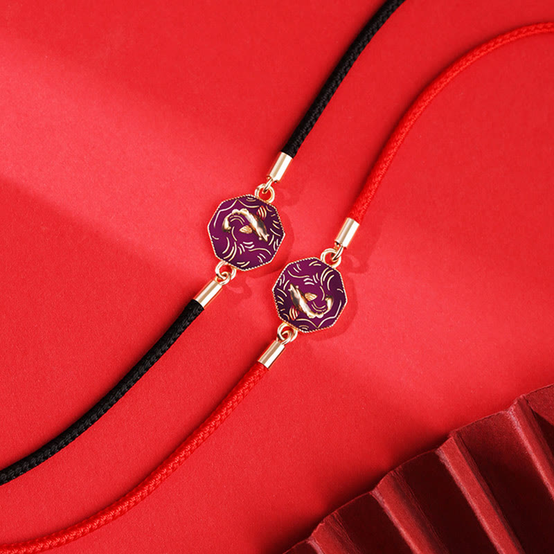 Bracciale intrecciato a mano Buddha Stones 925 Sterling Silver Luck Koi Fish Cambia Colore Ricchezza