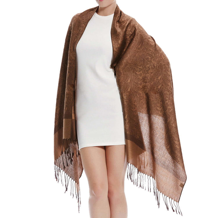 Sciarpa/stola con nappe in jacquard di anacardi tibetani e Buddha Stones, calda e accogliente, ideale per primavera, autunno e inverno. - Perù 180*70cm - image 48