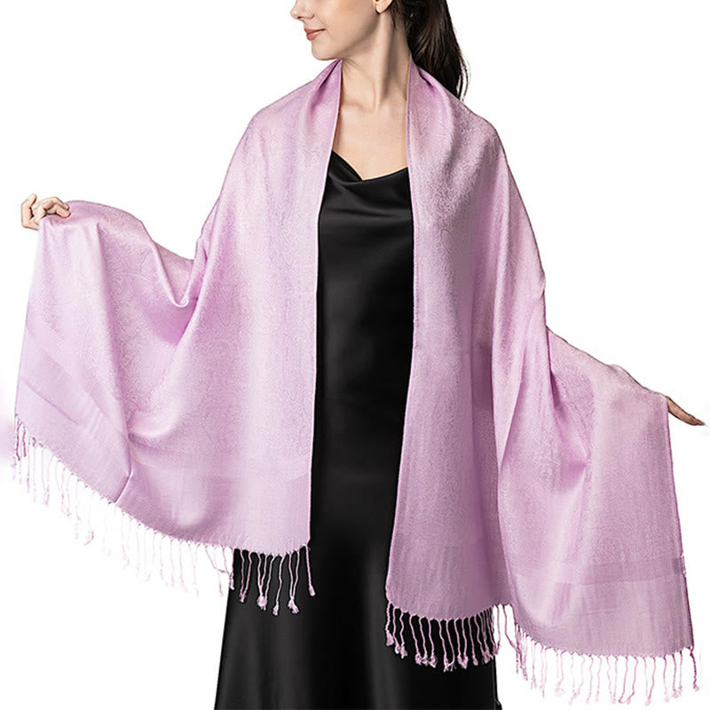 Sciarpa/stola con nappe in jacquard di anacardi tibetani e Buddha Stones, calda e accogliente, ideale per primavera, autunno e inverno. - Rosa 180*70cm - image 20