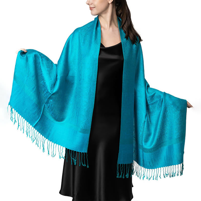 Scialle con nappe in jacquard di anacardi tibetani e Buddha Stones, primavera, autunno, inverno, caldo e accogliente, sciarpa avvolgente