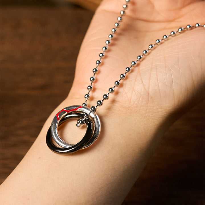 Collana con ciondolo portafortuna del Grande Carro con Buddha Stones in rame Qiankun Hoop