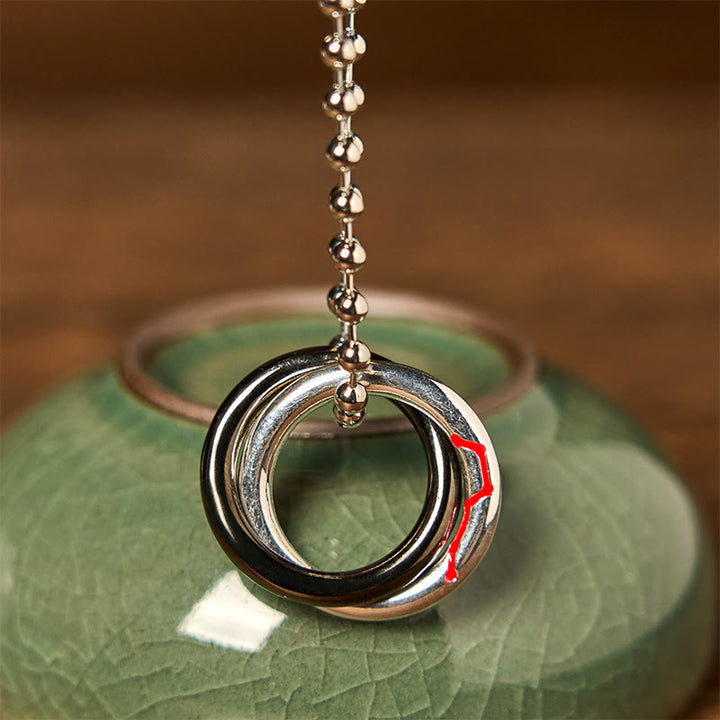 Collana con ciondolo portafortuna del Grande Carro con Buddha Stones in rame Qiankun Hoop