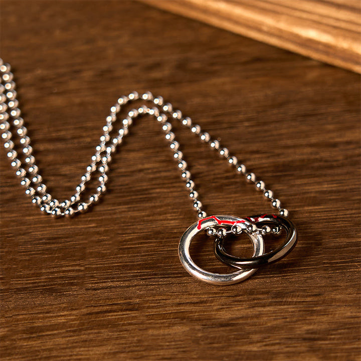 Collana con ciondolo portafortuna del Grande Carro con Buddha Stones in rame Qiankun Hoop