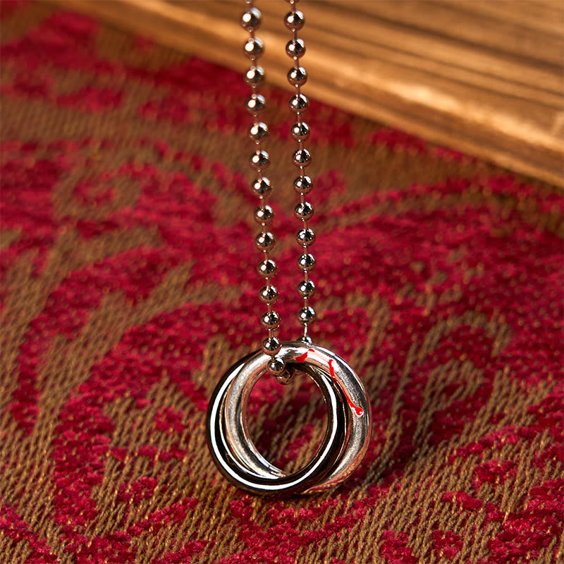 Collana con ciondolo portafortuna del Grande Carro con Buddha Stones in rame Qiankun Hoop