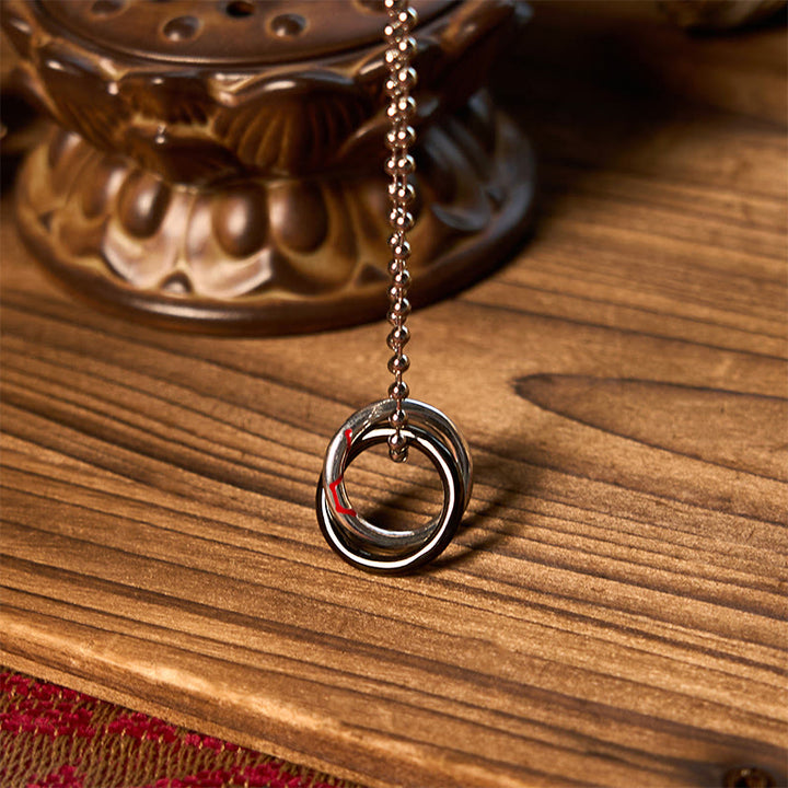 Collana con ciondolo portafortuna del Grande Carro con Buddha Stones in rame Qiankun Hoop