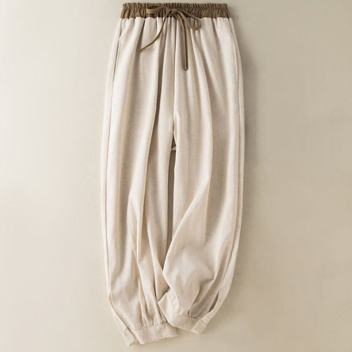 Pantaloni harem da donna in cotone con coulisse e tasche Buddha Stones - Beige - US16, UK/AU20, EU48 (3XL) - image 0