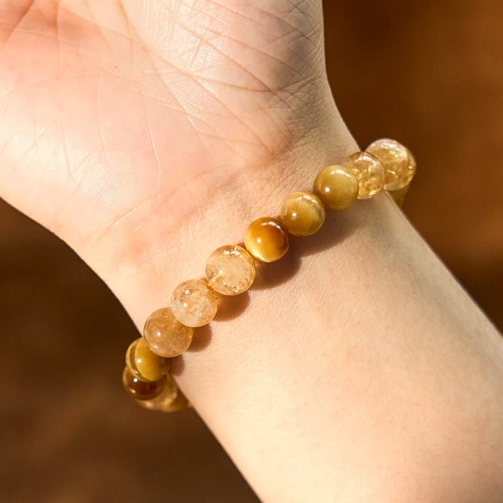 Braccialetto di generosità Buddha Stones Citrine Tiger Eye Agata rossa