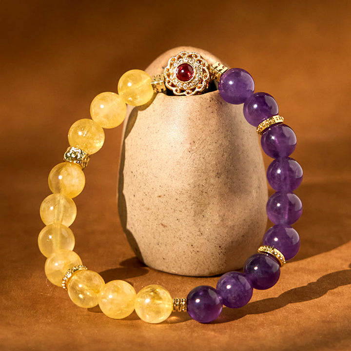 Braccialetto del piacere con Buddha Stones, citrino e ametista