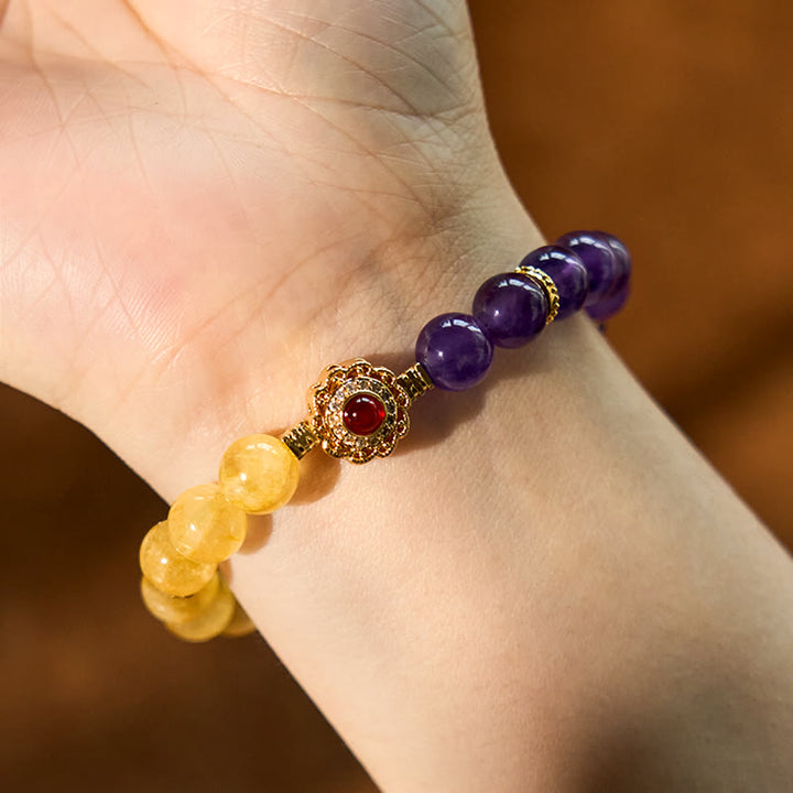 Braccialetto del piacere con Buddha Stones, citrino e ametista