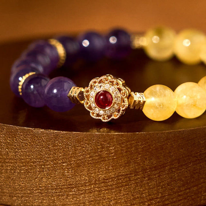 Braccialetto del piacere con Buddha Stones, citrino e ametista