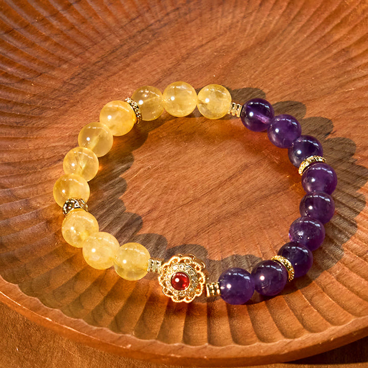 Braccialetto del piacere con Buddha Stones, citrino e ametista