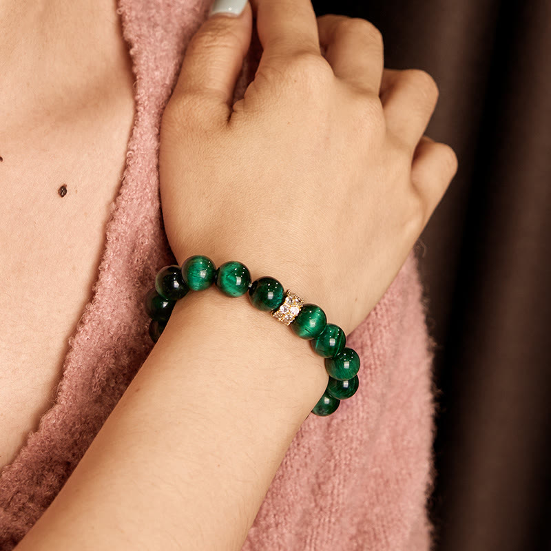 Braccialetto positivo Buddha Stones Green Tiger Eye