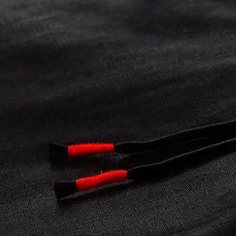 Pantaloni larghi da donna in cotone e lino con tasche, tinta unita, casual, con un bottone , Buddha Stones