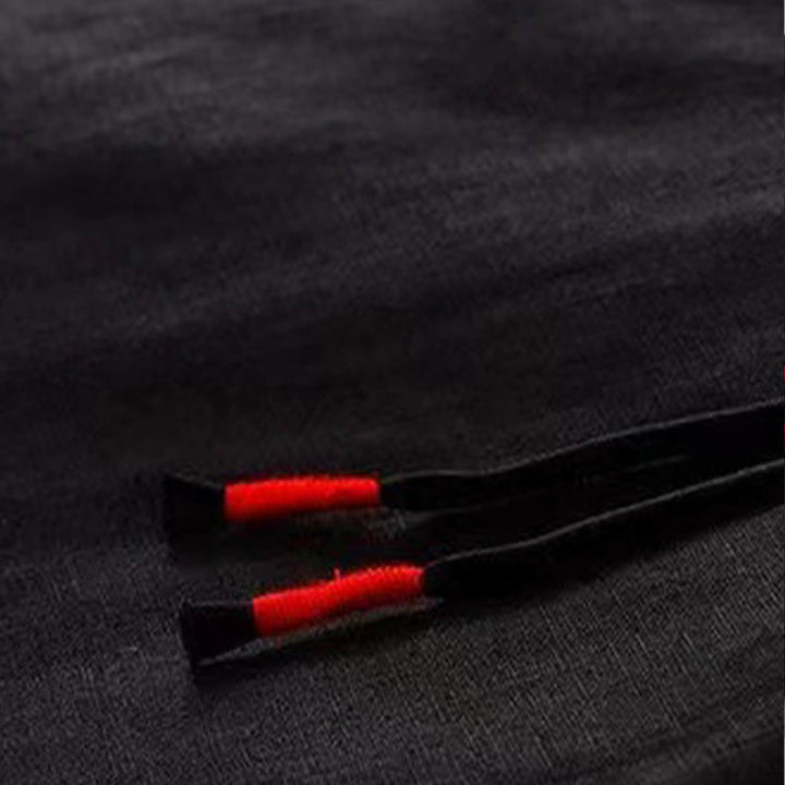 Pantaloni larghi da donna in cotone e lino con tasche, tinta unita, casual, con un bottone , Buddha Stones