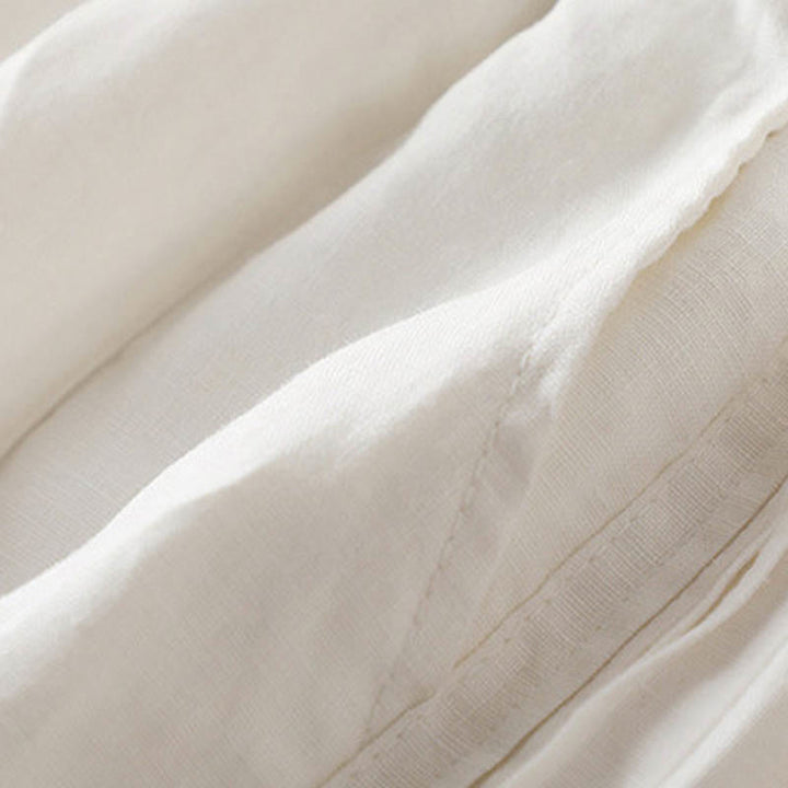 Pantaloni larghi da donna in cotone e lino con tasche, casual, tinta unita, con pieghe laterali , Buddha Stones - image 15