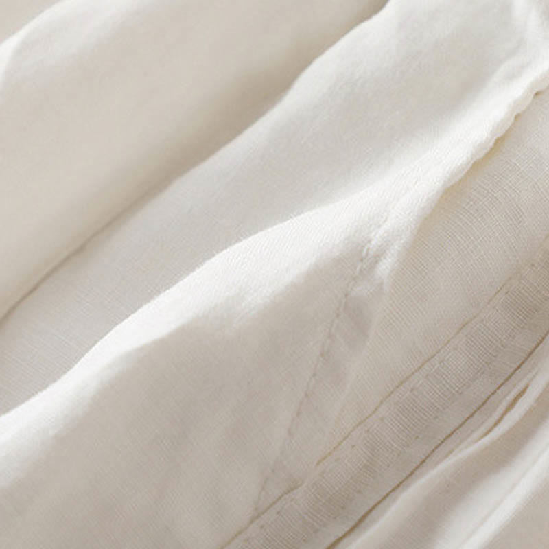 Pantaloni larghi da donna in cotone e lino con tasche, casual, tinta unita, con pieghe laterali , Buddha Stones - image 15