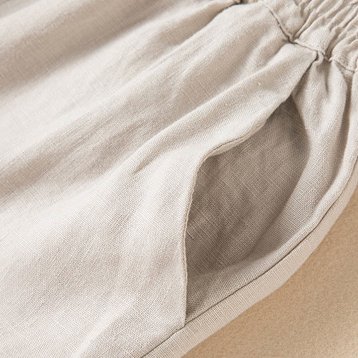Pantaloni larghi da donna in cotone e lino, casual, tinta unita, con tasche, Buddha Stones