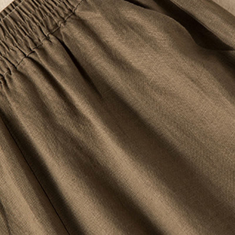 Pantaloni da donna a gamba larga, tinta unita, con tasche e stampa Buddha Stones. - image 3