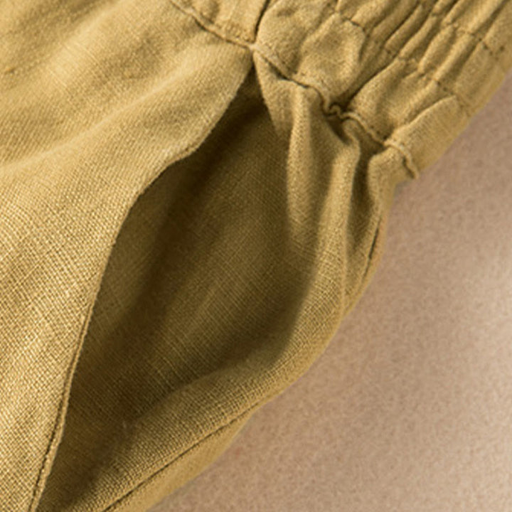 Pantaloni larghi da donna in cotone e lino, casual, tinta unita, con tasche, Buddha Stones