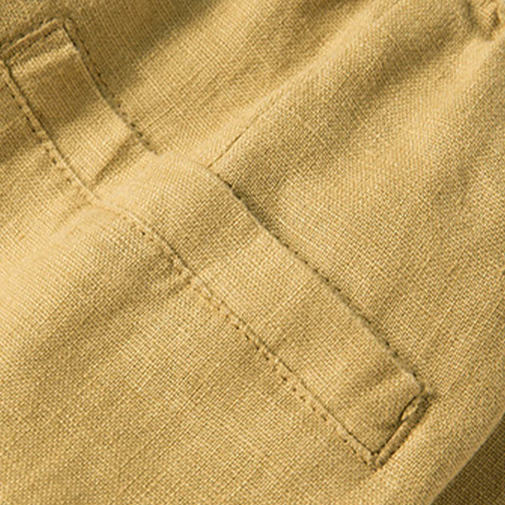 Pantaloni larghi da donna in cotone e lino, casual, tinta unita, con tasche, Buddha Stones
