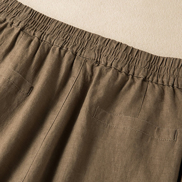Pantaloni larghi da donna in cotone e lino, casual, tinta unita, con tasche, Buddha Stones