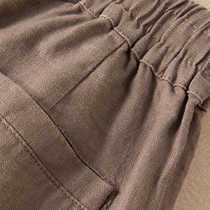 Pantaloni larghi da donna in cotone e lino, casual, tinta unita, con tasche, Buddha Stones