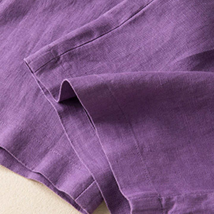 Pantaloni larghi da donna in cotone e lino, casual, tinta unita, con tasche, Buddha Stones
