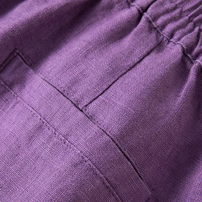 Pantaloni larghi da donna in cotone e lino, casual, tinta unita, con tasche, Buddha Stones - image 12