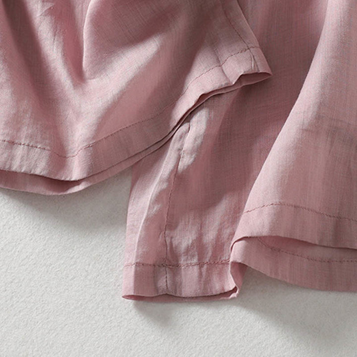 Pantaloni larghi da donna in cotone e lino con lacci tinta unita Buddha Stones