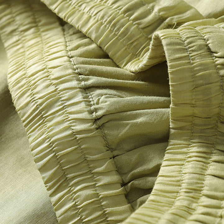 Pantaloni larghi da donna in cotone e lino con lacci tinta unita Buddha Stones