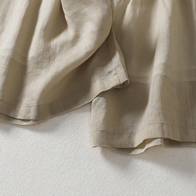 Pantaloni larghi da donna in cotone e lino con lacci tinta unita Buddha Stones