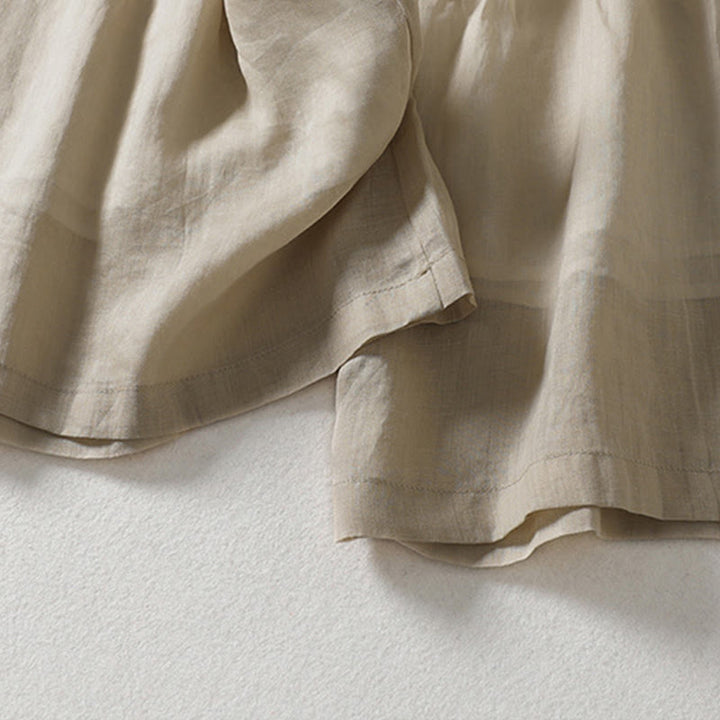 Pantaloni larghi da donna in cotone e lino con lacci tinta unita Buddha Stones