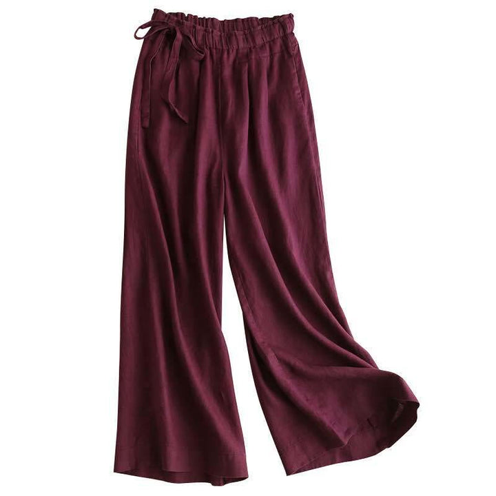 Pantaloni larghi da donna in cotone e lino con lacci, casual e tinta unita , Buddha Stones - image 21
