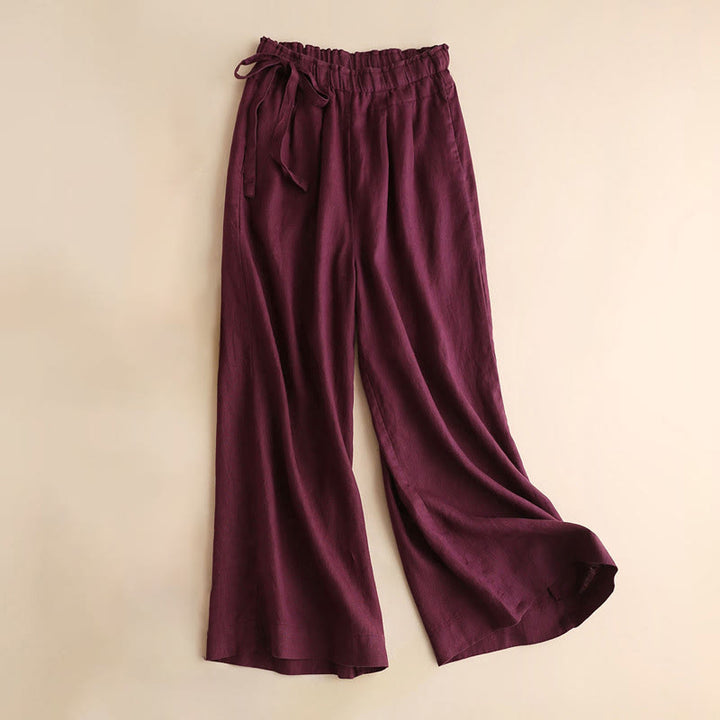 Pantaloni larghi da donna in cotone e lino con lacci, casual e tinta unita , Buddha Stones - Marrone - US12, UK/AU16, EU44 (3XL) - image 13