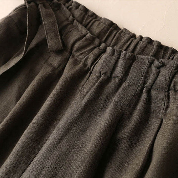 Pantaloni larghi da donna in cotone e lino con lacci, casual e tinta unita , Buddha Stones - image 27
