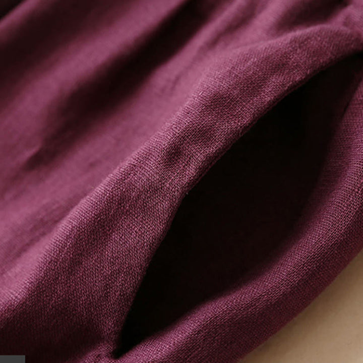 Pantaloni larghi da donna in cotone e lino con lacci, casual e tinta unita , Buddha Stones