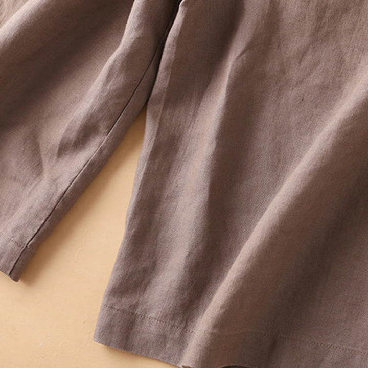 Pantaloncini da donna in cotone con cerniera e bottoni in tinta unita Buddha Stones con tasche