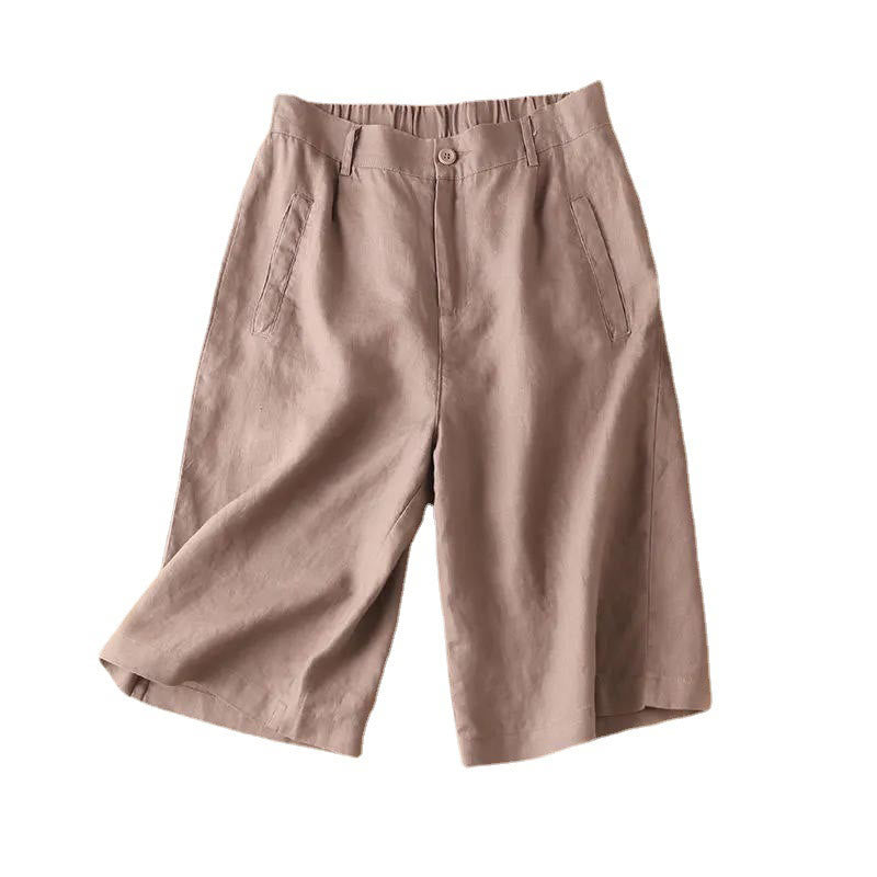 Pantaloncini da donna in cotone con cerniera e bottoni in tinta unita Buddha Stones con tasche