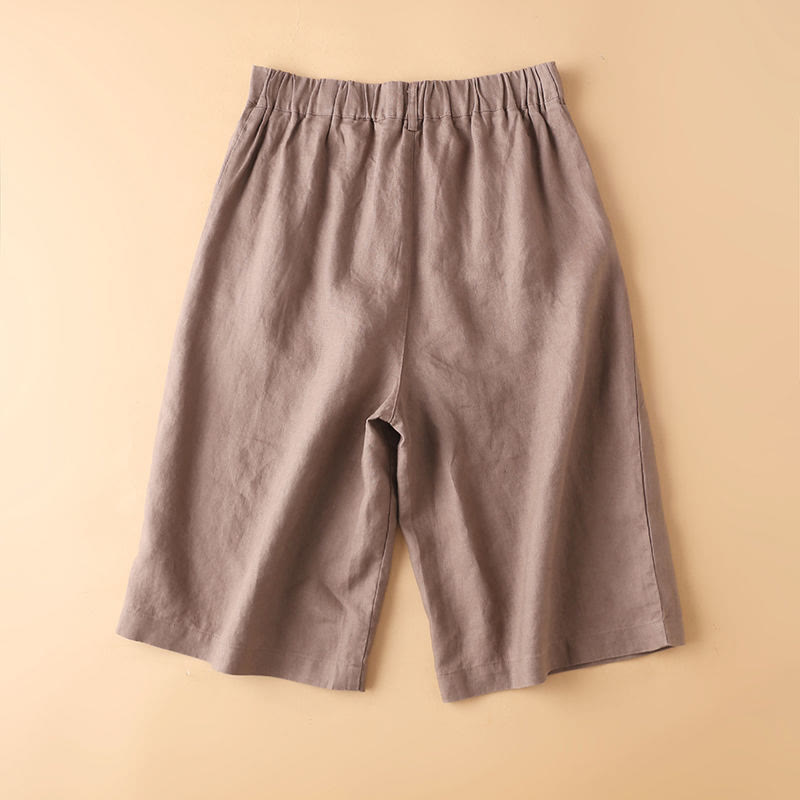 Pantaloncini da donna in cotone con cerniera e bottoni in tinta unita Buddha Stones con tasche
