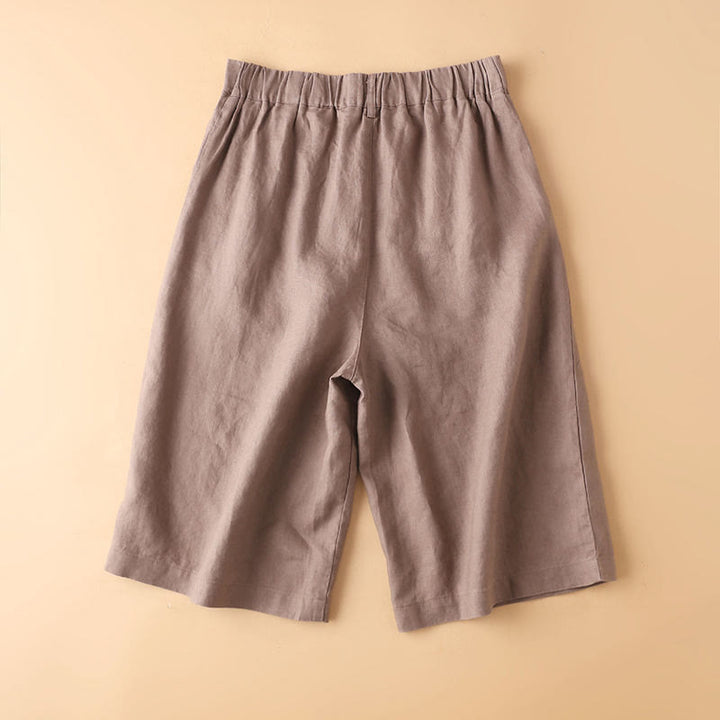 Pantaloncini da donna in cotone con cerniera e bottoni in tinta unita Buddha Stones con tasche
